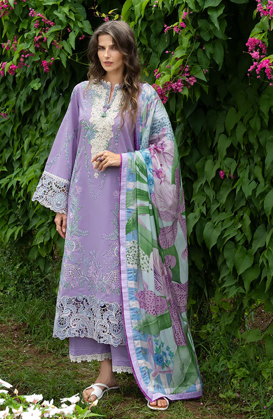 Hemline by Mushq The Secret Garden Embroidered Lawn Unstitched 3 Piece Suit - 7A - MQ26HM - Purple - Spring Summer Collection