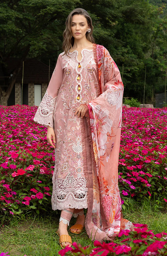 Hemline by Mushq The Secret Garden Embroidered Lawn Unstitched 3 Piece Suit - 6A - MQ26HM - Pink - Spring Summer Collection
