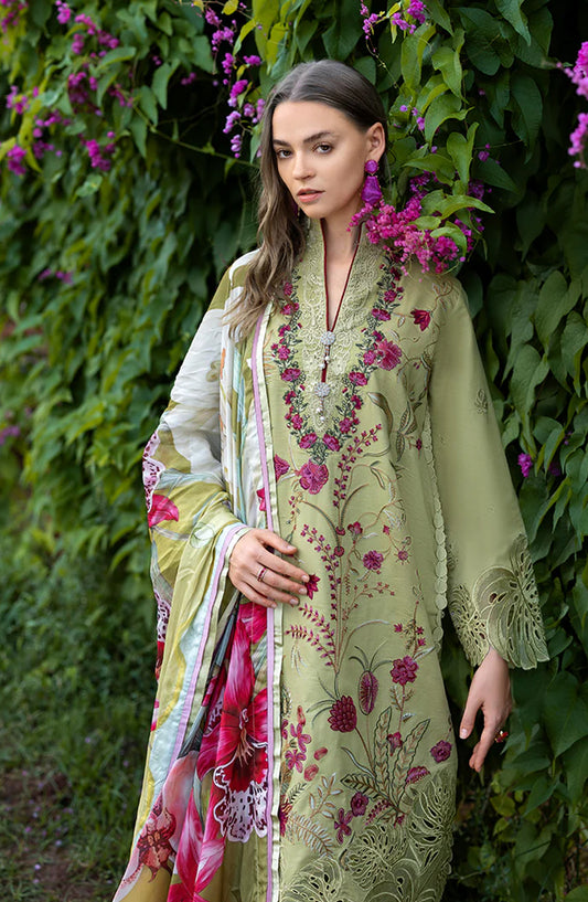 Hemline by Mushq The Secret Garden Embroidered Lawn Unstitched 3 Piece Suit - 4A - MQ26HM - Green - Spring Summer Collection