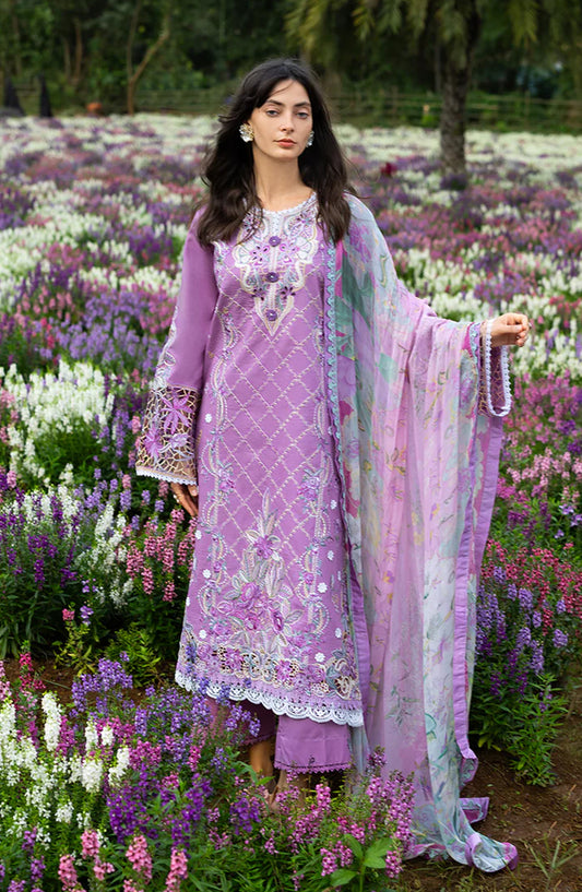 Hemline by Mushq The Secret Garden Embroidered Lawn Unstitched 3 Piece Suit - 3B - MQ26HM - Purple - Spring Summer Collection