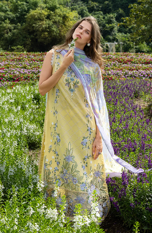 Hemline by Mushq The Secret Garden Embroidered Lawn Unstitched 3 Piece Suit - 3A - MQ26HM - Yellow - Spring Summer Collection