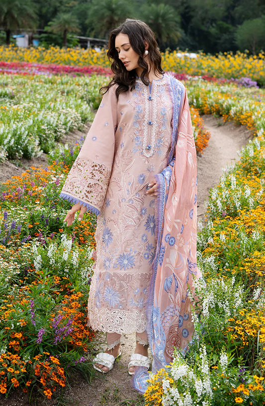 Hemline by Mushq The Secret Garden Embroidered Lawn Unstitched 3 Piece Suit - 2A - MQ26HM - Pink - Spring Summer Collection