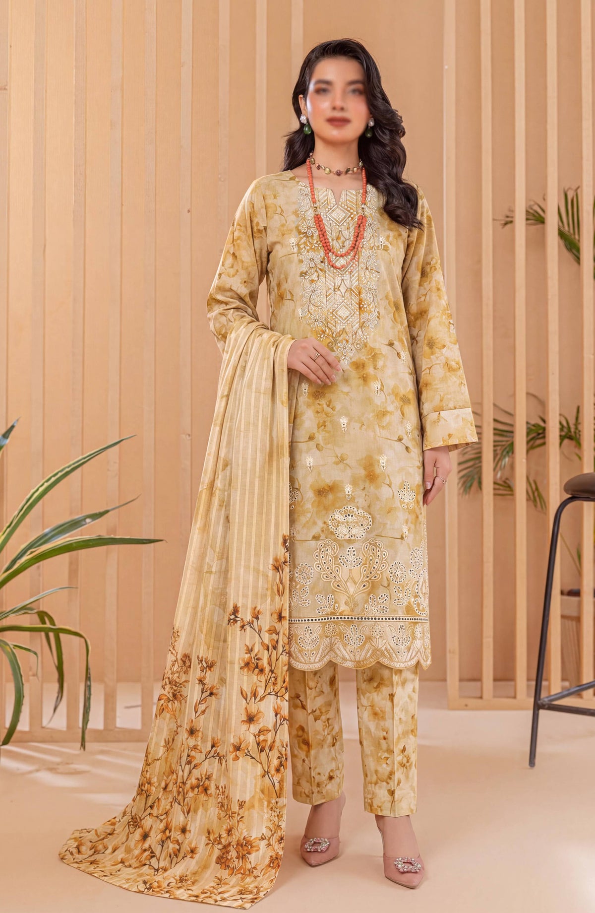 Heritage by Al Karim Embroidered Lawn Unstitched 3 Piece Suit - D-10 - AK26HRT - Yellow - Summer Collection