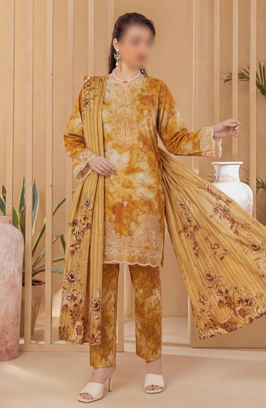 Heritage by Al Karim Embroidered Lawn Unstitched 3 Piece Suit - D-09 - AK26HRT - Rust - Summer Collection
