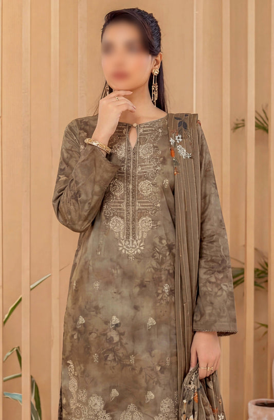 Heritage by Al Karim Embroidered Lawn Unstitched 3 Piece Suit - D-07 - AK26HRT - Brown - Summer Collection