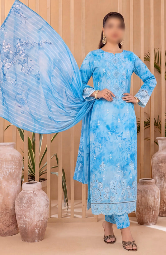 Heritage by Al Karim Embroidered Lawn Unstitched 3 Piece Suit - D-06 - AK26HRT - Blue - Summer Collection