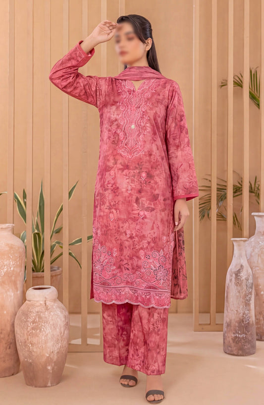 Heritage by Al Karim Embroidered Lawn Unstitched 3 Piece Suit - D-04 - AK26HRT - Pink - Summer Collection
