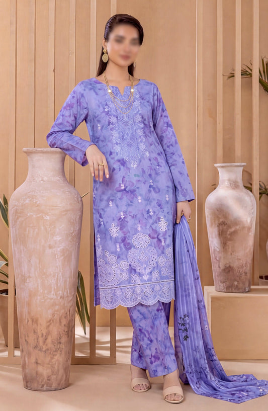 Heritage by Al Karim Embroidered Lawn Unstitched 3 Piece Suit - D-03 - AK26HRT - Blue - Summer Collection