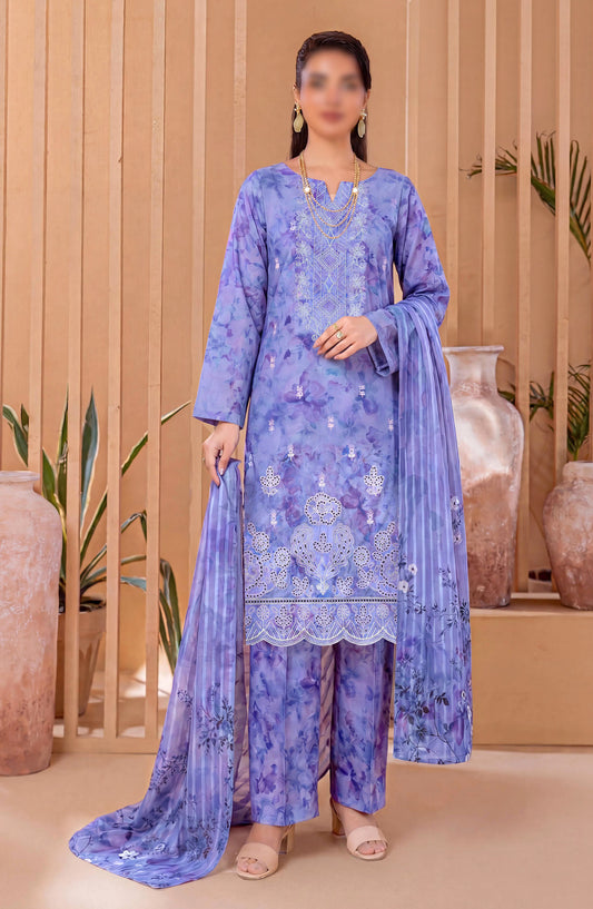 Heritage by Al Karim Embroidered Lawn Unstitched 3 Piece Suit - D-03 - AK26HRT - Blue - Summer Collection