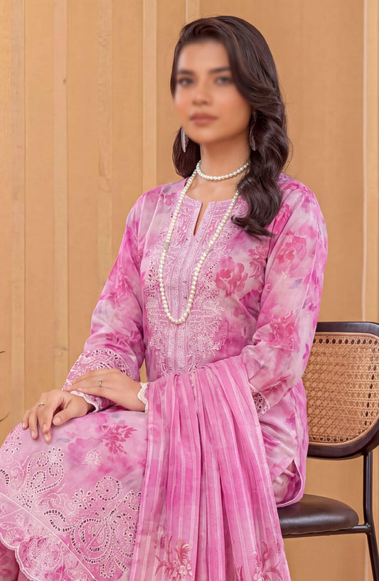 Heritage by Al Karim Embroidered Lawn Unstitched 3 Piece Suit - D-02 - AK26HRT - Pink - Summer Collection