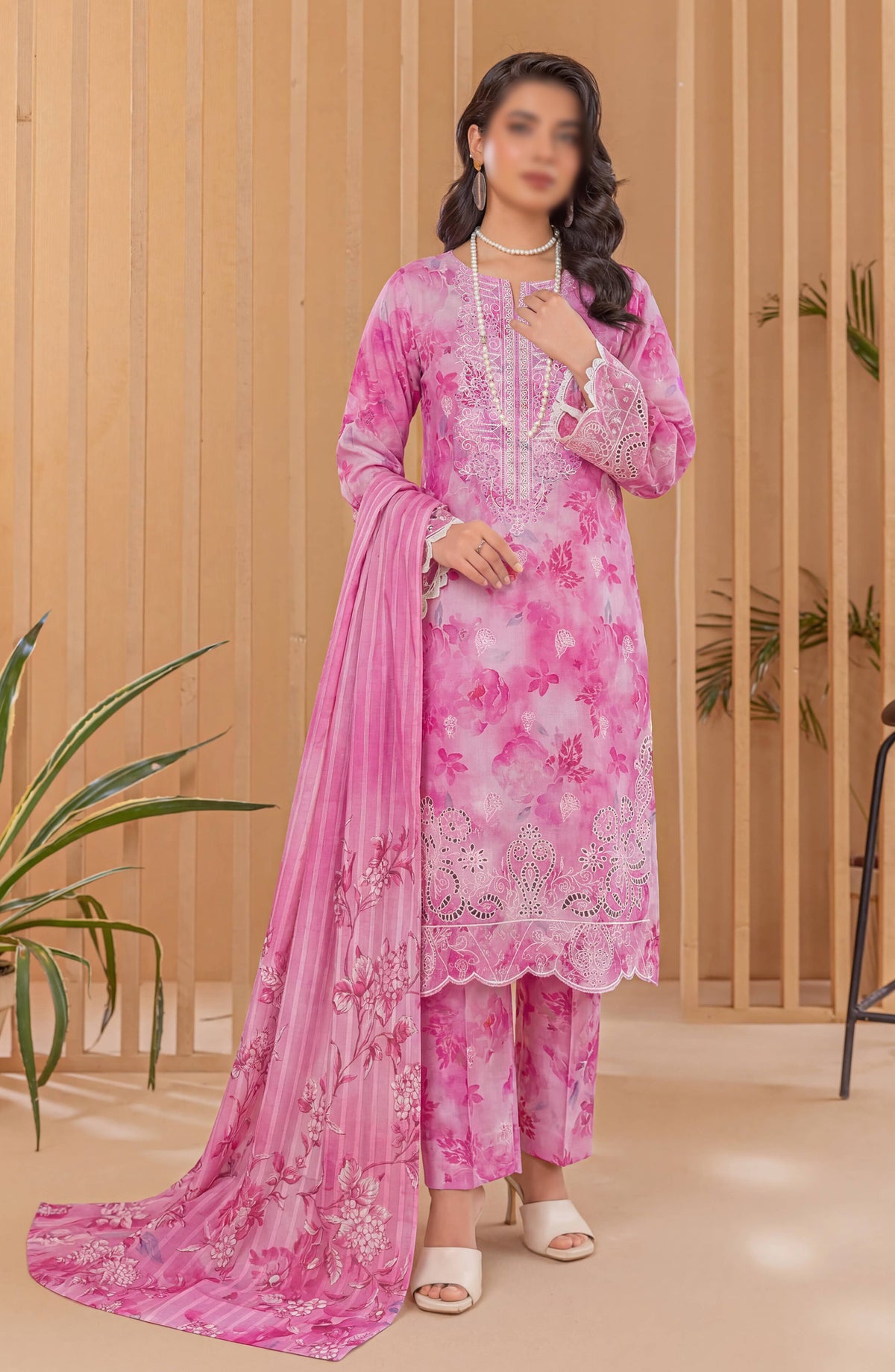 Heritage by Al Karim Embroidered Lawn Unstitched 3 Piece Suit - D-02 - AK26HRT - Pink - Summer Collection