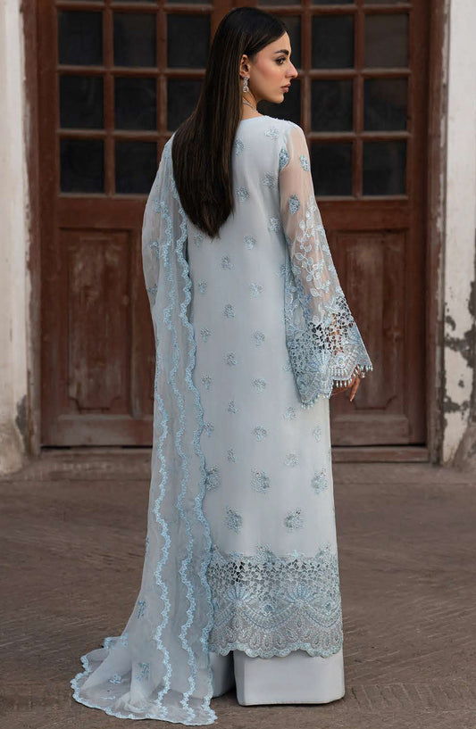 Humsafar by Lavish Premium Embroidered Chiffon Unstitched 3 Piece Suit - D-10 Misty Blue - LP26HMS - Luxury Collection