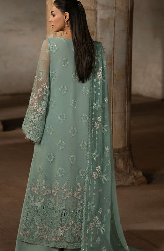 Humsafar by Lavish Premium Embroidered Chiffon Unstitched 3 Piece Suit - D-09 Light Aqua - LP26HMS - Luxury Collection