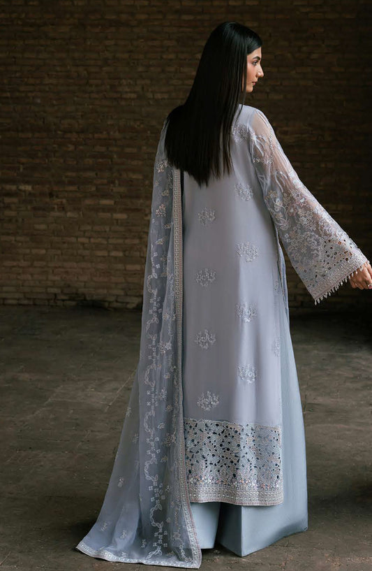 Humsafar by Lavish Premium Embroidered Chiffon Unstitched 3 Piece Suit - D-07 Baby Blue - LP26HMS - Luxury Collection