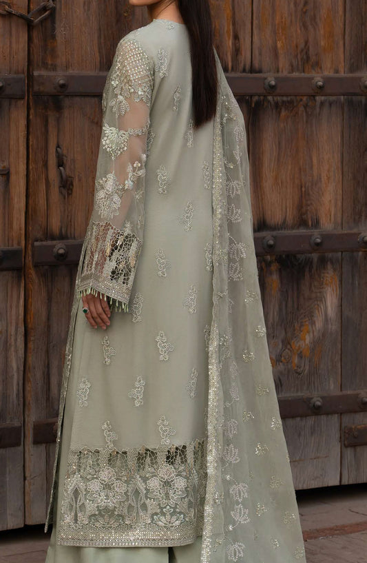 Humsafar by Lavish Premium Embroidered Chiffon Unstitched 3 Piece Suit - D-04 Sage Green - LP26HMS - Luxury Collection