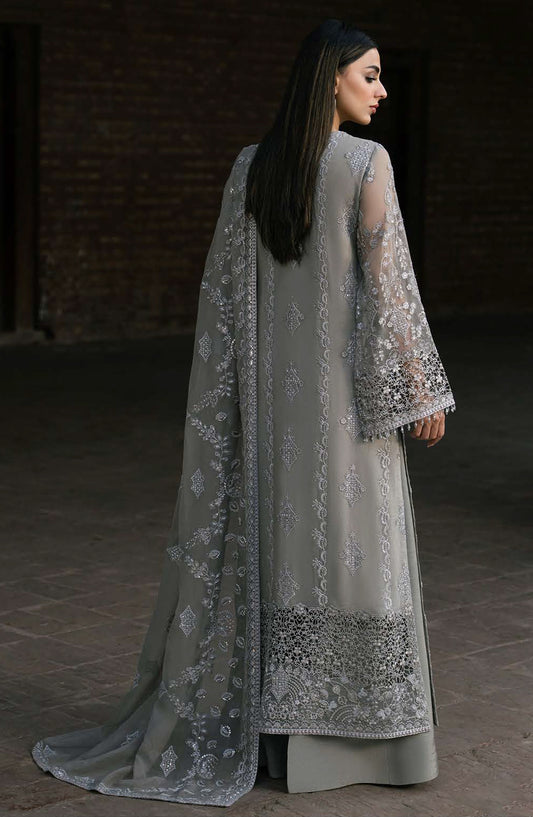 Humsafar by Lavish Premium Embroidered Chiffon Unstitched 3 Piece Suit - D-02 Gentle Gray - LP26HMS - Luxury Collection