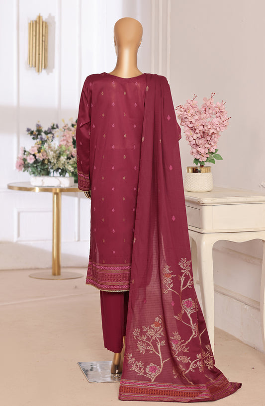 HZ Textile Embroidered Lawn Unstitched 3 Piece Suit - D-06 - HZ26XVS - Red - Summer Collection