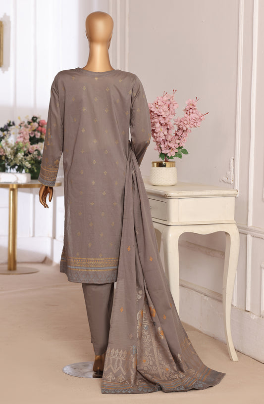 HZ Textile Embroidered Lawn Unstitched 3 Piece Suit - D-05 - HZ26XVS - Brown - Summer Collection