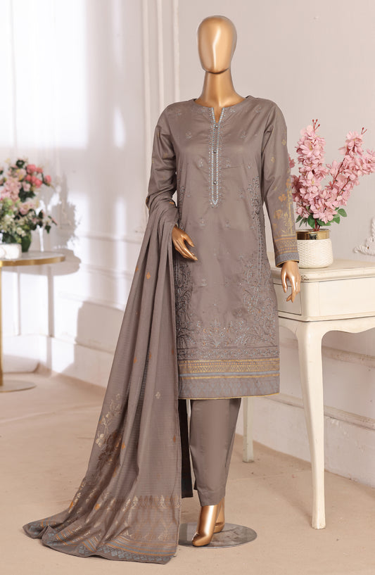 HZ Textile Embroidered Lawn Unstitched 3 Piece Suit - D-05 - HZ26XVS - Brown - Summer Collection