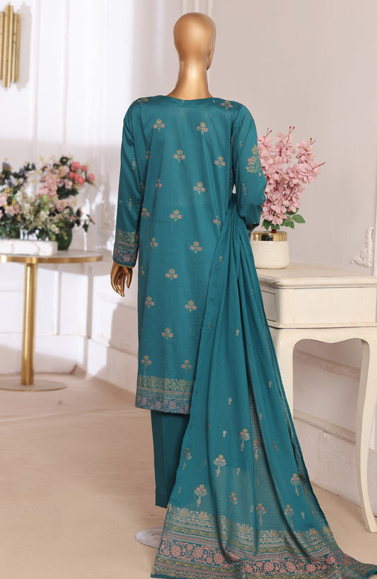 HZ Textile Embroidered Lawn Unstitched 3 Piece Suit - D-04 - HZ26XVS - Sea Green - Summer Collection