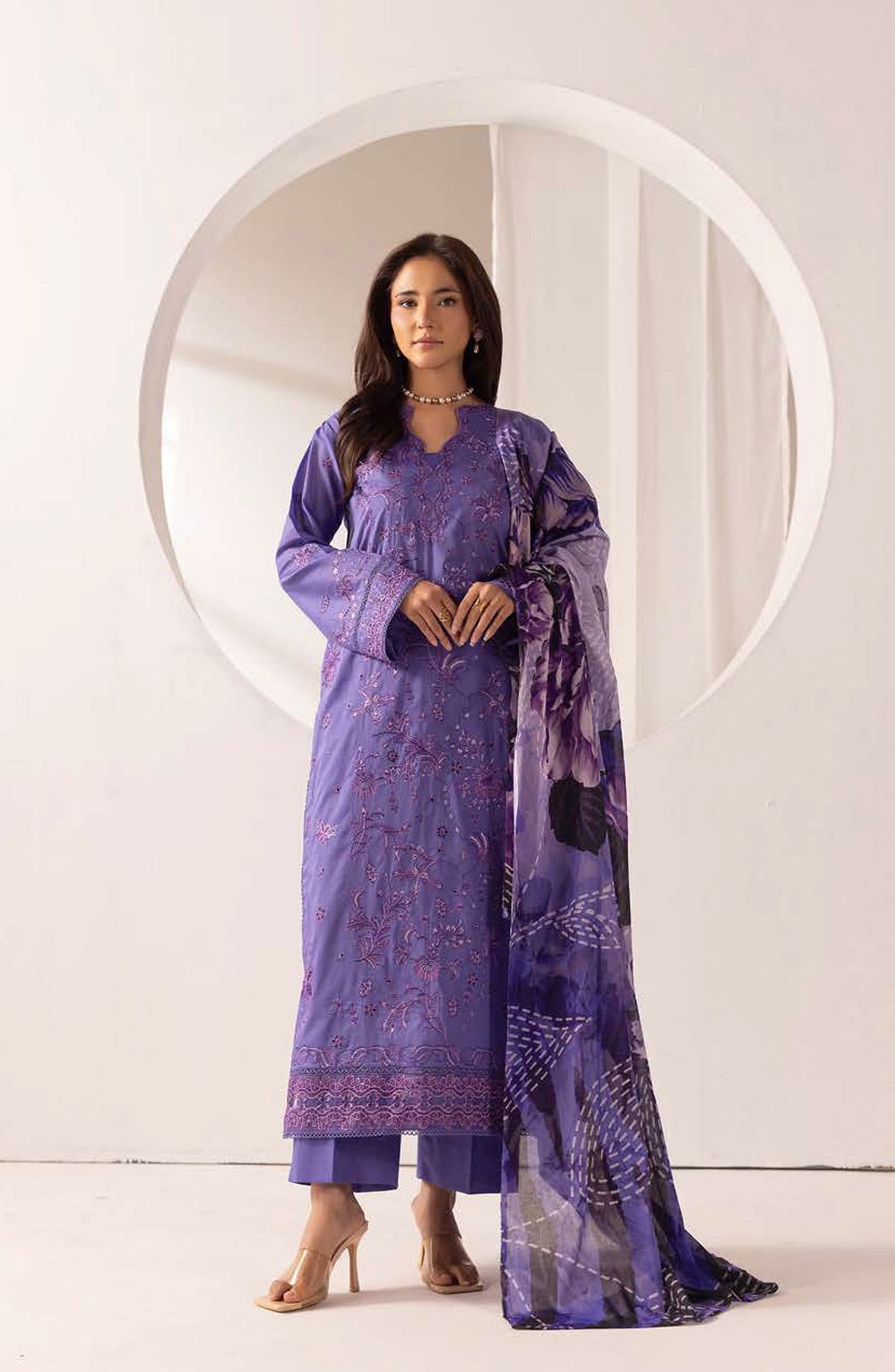 Ibtida by Al Karim Embroidered Lawn Unstitched 3 Piece Suit - IK-318 - AK26TDA - Purple - Summer Collection