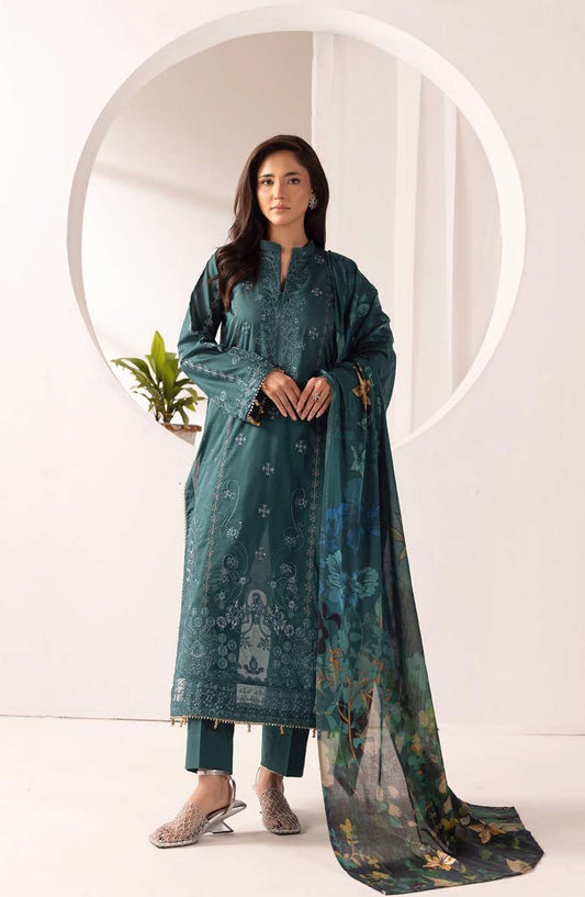 Ibtida by Al Karim Embroidered Lawn Unstitched 3 Piece Suit - IK-316 - AK26TDA - Teal - Summer Collection