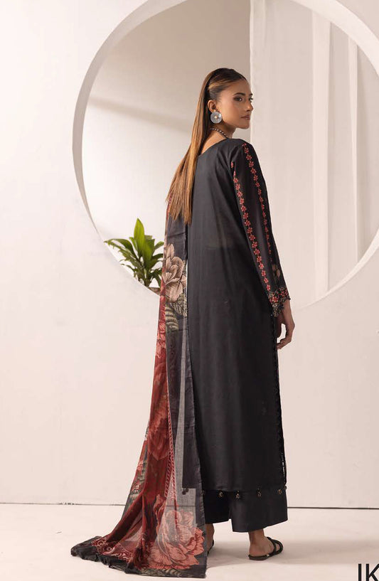 Ibtida by Al Karim Embroidered Lawn Unstitched 3 Piece Suit - IK-311 - AK26TDA - Black - Summer Collection