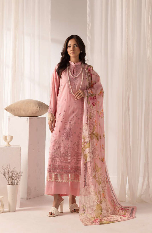 Ibtida by Al Karim Embroidered Lawn Unstitched 3 Piece Suit - IK-310 - AK26TDA - Pink - Summer Collection