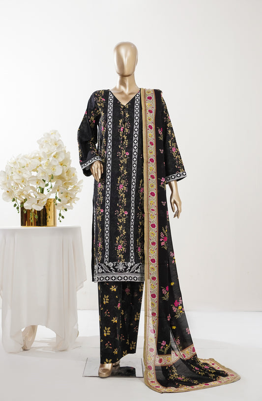 Imagination Printkari by Amna Khadija Embroidered Lawn Stitched 3 Piece Suit - AKIP-06 - AM26GINA - Black - Summer Collection
