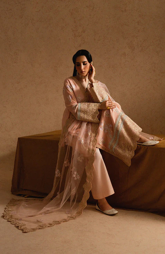 Imane by Freesia Luxury Festive Embroidered Chiffon Unstitched 3 Piece Suit - FSU5609 - FS25IMN - Pink - Formal Collection