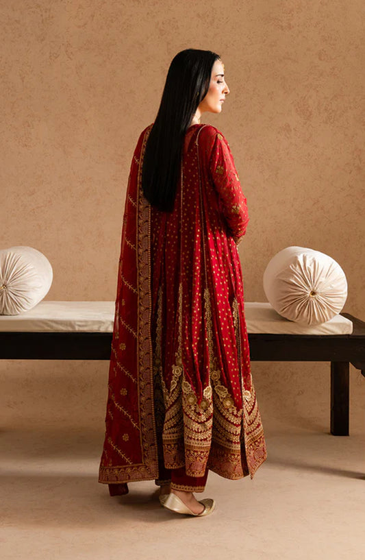 Imane by Freesia Luxury Festive Embroidered Chiffon Unstitched 3 Piece Suit - FSU5607 - FS25IMN - Red - Formal Collection