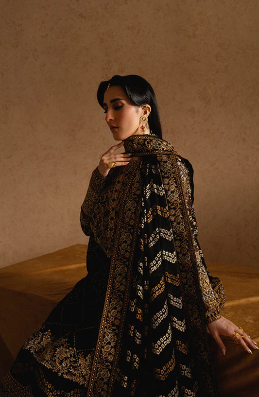 Imane by Freesia Luxury Festive Embroidered Chiffon Unstitched 3 Piece Suit - FSU5605 - FS25IMN - Black - Formal Collection