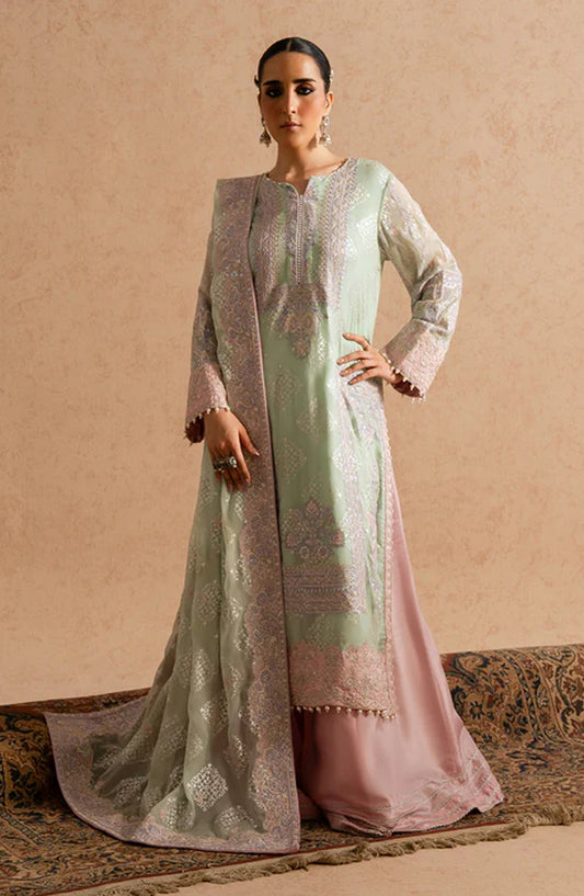 Imane by Freesia Luxury Festive Embroidered Chiffon Unstitched 3 Piece Suit - FSU5602 - FS25IMN - Green - Formal Collection
