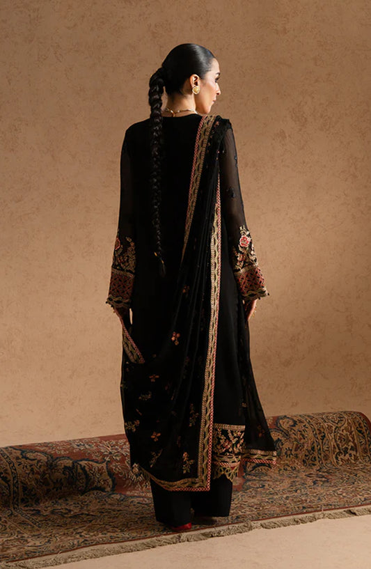 Imane by Freesia Luxury Festive Embroidered Chiffon Unstitched 3 Piece Suit - FSU5603 - FS25IMN - Black - Formal Collection