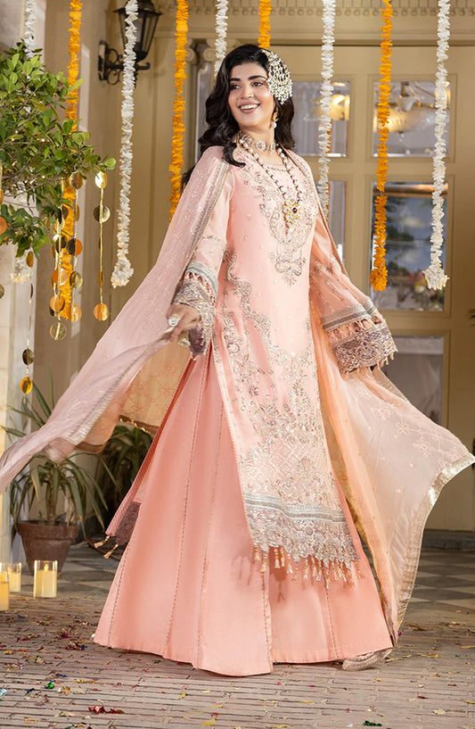 Imrozia Shagun Luxury Embroidered Chiffon Unstitched 3 Piece Suit - M-107 Sahira - IMP25SHG - Peach - Festive Collection