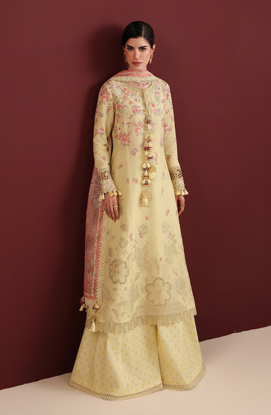 Iris by Jazmin Luxury Embroidered Lawn Unstitched 3 Piece Suit - D07 - JZ26IRS - Lemon - Summer Collection