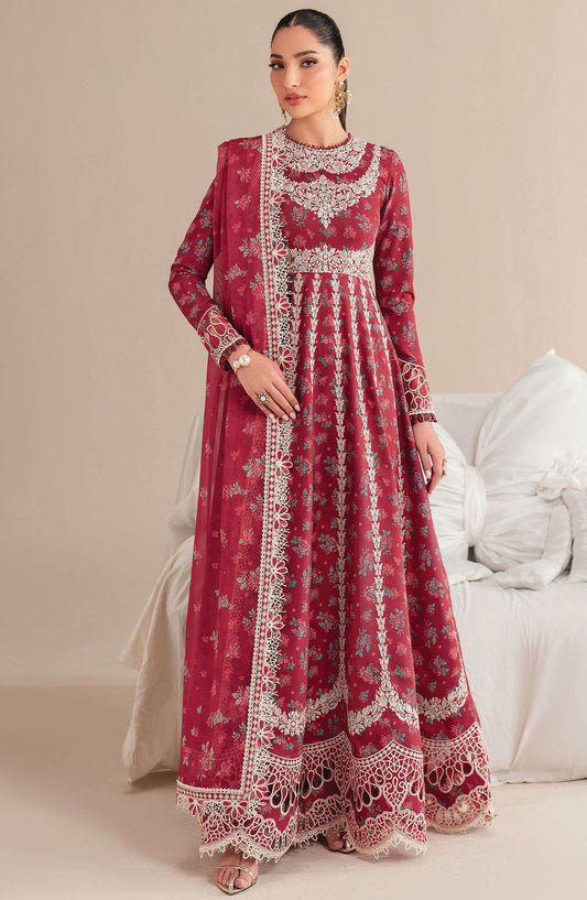 Iris by Jazmin Embroidered Lawn Unstitched 3 Piece Suit - D-08 - JZ25IELL - Red - Summer Collection