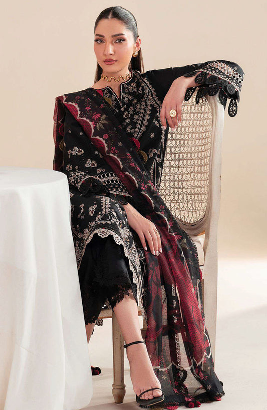 Iris by Jazmin Embroidered Lawn Unstitched 3 Piece Suit - D-07 - JZ25IELL - Black - Summer Collection
