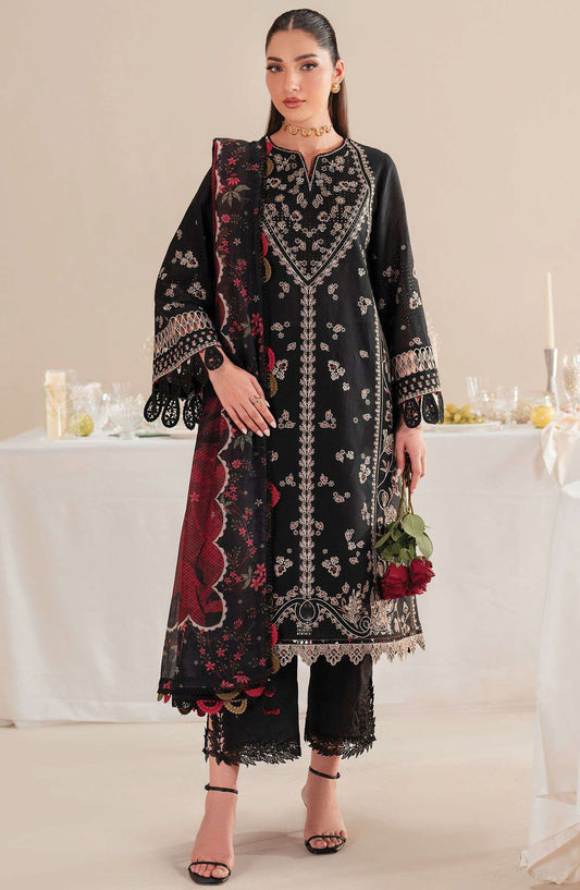 Iris by Jazmin Embroidered Lawn Unstitched 3 Piece Suit - D-07 - JZ25IELL - Black - Summer Collection