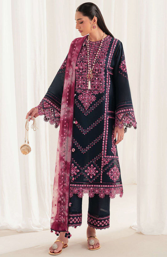 Iris by Jazmin Embroidered Lawn Unstitched 3 Piece Suit - D-01 - JZ25IELL - Black - Summer Collection