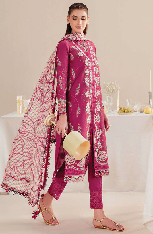 Iris by Jazmin Embroidered Lawn Unstitched 3 Piece Suit - D-05 - JZ25IELL - Pink - Summer Collection