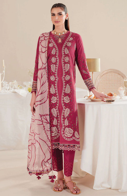 Iris by Jazmin Embroidered Lawn Unstitched 3 Piece Suit - D-05 - JZ25IELL - Pink - Summer Collection