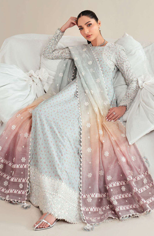Iris by Jazmin Embroidered Lawn Unstitched 3 Piece Suit - D-04 - JZ25IELL - Blue - Summer Collection