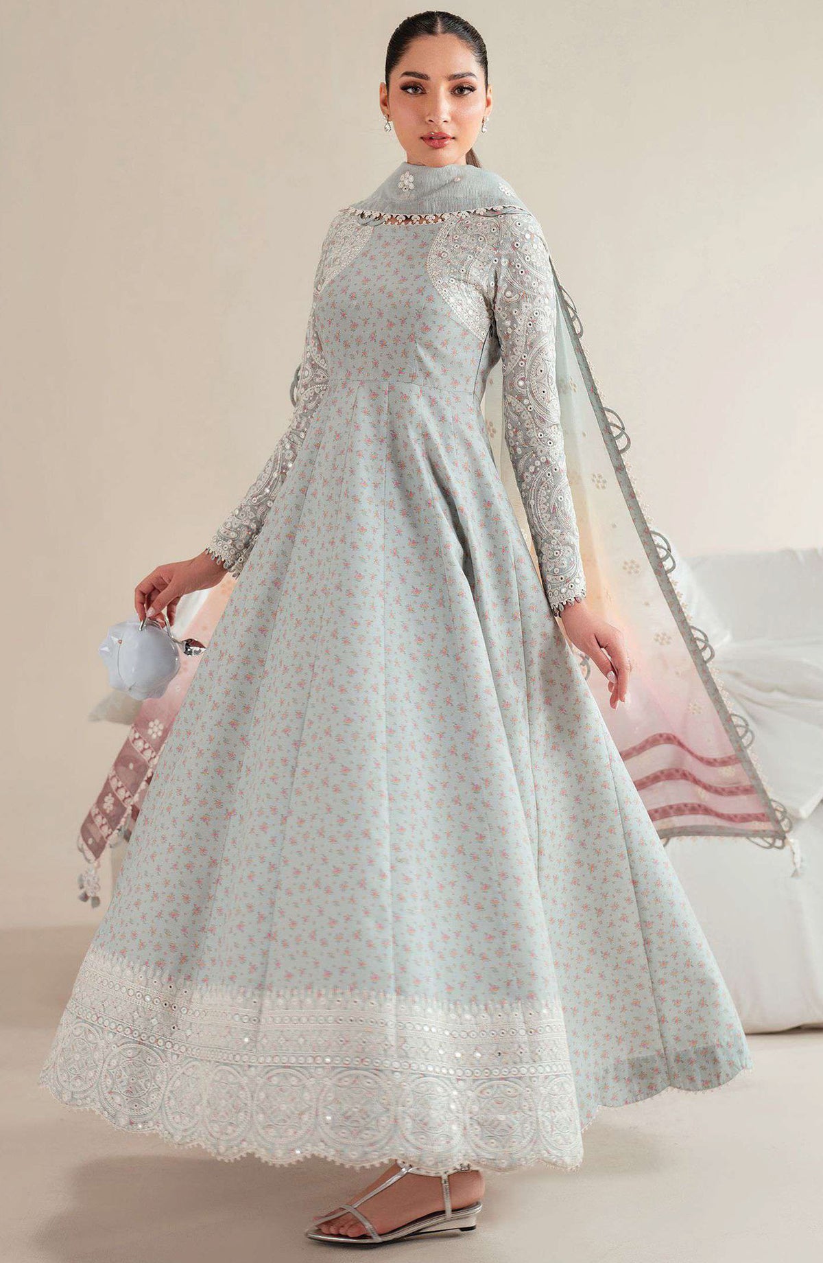 Iris by Jazmin Embroidered Lawn Unstitched 3 Piece Suit - D-04 - JZ25IELL - Blue - Summer Collection