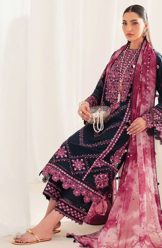 Iris by Jazmin Embroidered Lawn Unstitched 3 Piece Suit - D-01 - JZ25IELL - Black - Summer Collection