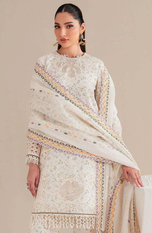 Iris by Jazmin Embroidered Lawn Unstitched 3 Piece Suit - D-09 - JZ25IELL - White - Summer Collection