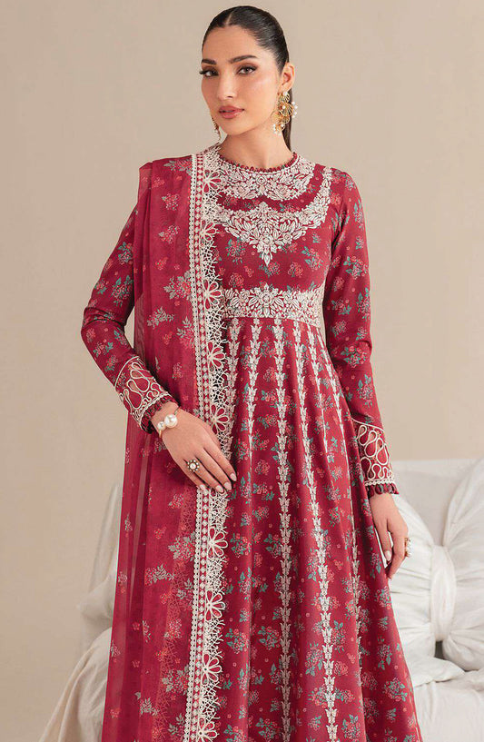 Iris by Jazmin Embroidered Lawn Unstitched 3 Piece Suit - D-08 - JZ25IELL - Red - Summer Collection