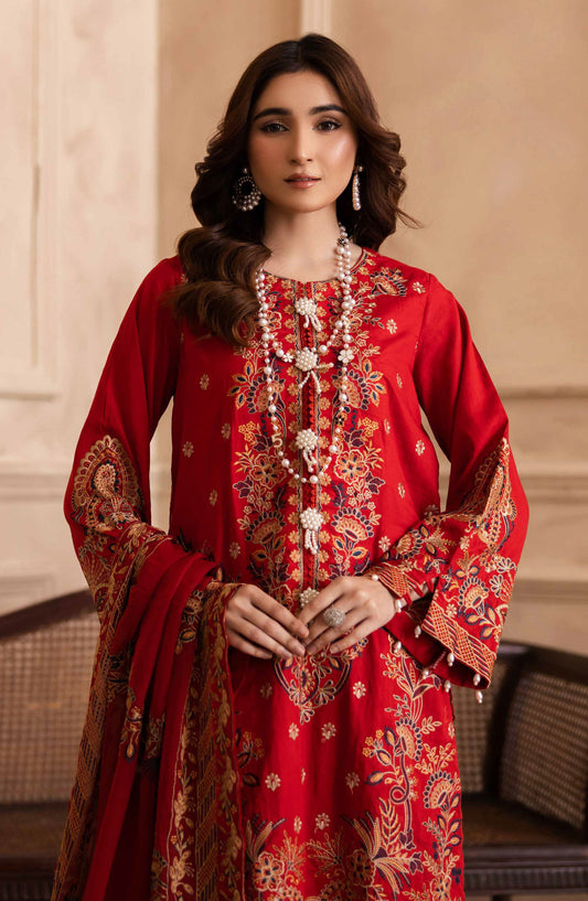 Irtaza by Johra Embroidered Lawn Unstitched 3 Piece Suit - JH-915 - JH25RTA - Red - Summer Collection