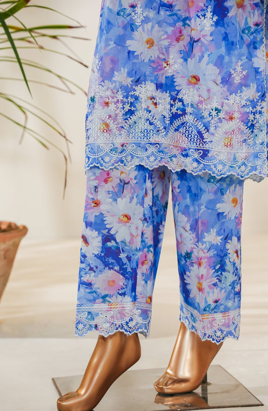 Ishootq by Amna Khadija Printed Chikankari Stitched 2 Piece Suit - AKIC-03 - AM26SHT - Blue - Summer Collection