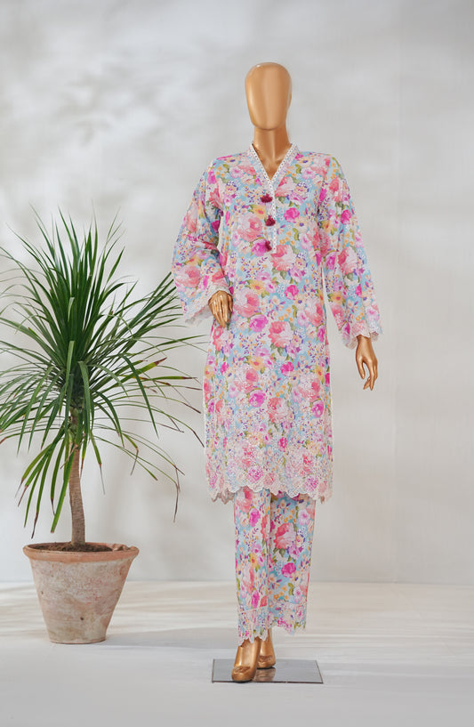 Ishootq by Amna Khadija Printed Chikankari Stitched 2 Piece Suit - AKIC-04 - AM26SHT - Pink - Summer Collection